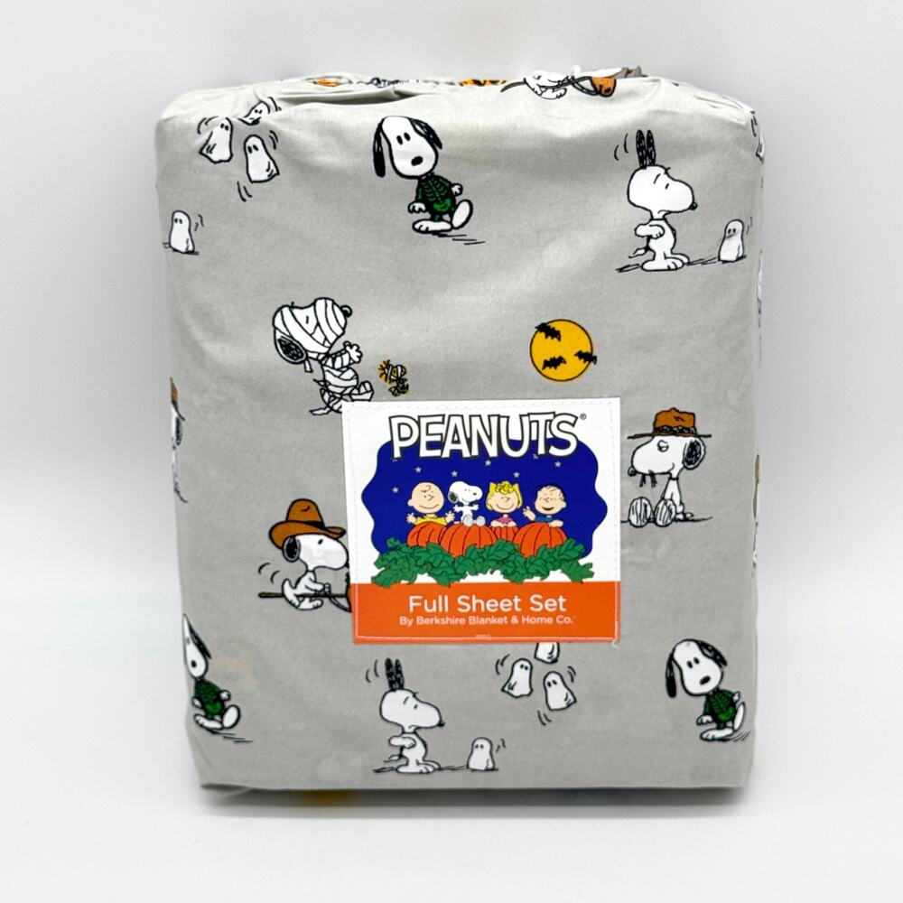 Peanuts Snoopy Spike Gray Halloween FULL Sheet Set Ghosts Mummy Cactus Skeleton